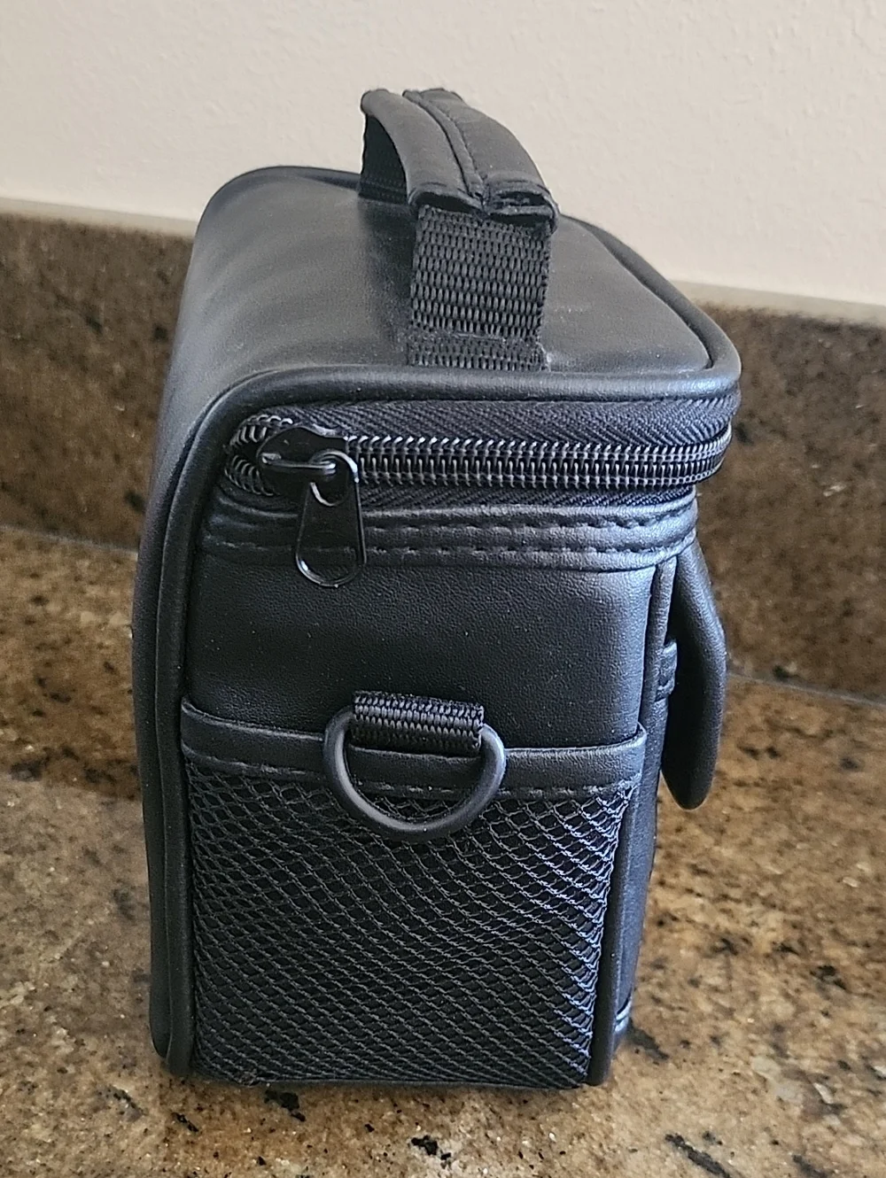 Icon C Black Faux Leather Camera Case With Detach Strap Pockets Zips